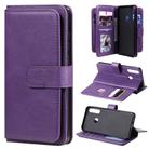 For Huawei Y6P Multifunctional Magnetic Copper Buckle Horizontal Flip Solid Color Leather Case with 10 Card Slots & Wallet & Holder & Photo Frame(Purple) - 1