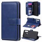 For Huawei Y6P Multifunctional Magnetic Copper Buckle Horizontal Flip Solid Color Leather Case with 10 Card Slots & Wallet & Holder & Photo Frame(Dark Blue) - 1