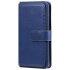 For Huawei Y6P Multifunctional Magnetic Copper Buckle Horizontal Flip Solid Color Leather Case with 10 Card Slots & Wallet & Holder & Photo Frame(Dark Blue) - 1