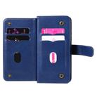 For Huawei Y6P Multifunctional Magnetic Copper Buckle Horizontal Flip Solid Color Leather Case with 10 Card Slots & Wallet & Holder & Photo Frame(Dark Blue) - 2