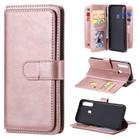 For Huawei Y6P Multifunctional Magnetic Copper Buckle Horizontal Flip Solid Color Leather Case with 10 Card Slots & Wallet & Holder & Photo Frame(Rose Gold) - 1