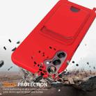 For Samsung Galaxy S24 FE 5G Integrated Card Bag Solid Color Liquid Silicone Phone Case with Lanyard(Red) - 2