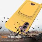 For Samsung Galaxy S24 FE 5G Integrated Card Bag Solid Color Liquid Silicone Phone Case with Lanyard(Yellow) - 2