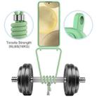 For Samsung Galaxy S25 5G Integrated Card Bag Solid Color Liquid Silicone Phone Case with Lanyard(Green) - 3