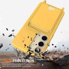 For Samsung Galaxy S25 5G Integrated Card Bag Solid Color Liquid Silicone Phone Case with Lanyard(Yellow) - 2