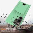 For Samsung Galaxy S25 Ultra 5G Integrated Card Bag Solid Color Liquid Silicone Phone Case with Lanyard(Green) - 2