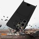 For Samsung Galaxy S25 Ultra 5G Integrated Card Bag Solid Color Liquid Silicone Phone Case with Lanyard(Black) - 2