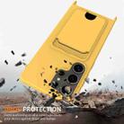 For Samsung Galaxy S25 Ultra 5G Integrated Card Bag Solid Color Liquid Silicone Phone Case with Lanyard(Yellow) - 2