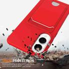 For Samsung Galaxy S25 Edge 5G Integrated Card Bag Solid Color Liquid Silicone Phone Case with Lanyard(Red) - 2