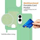 For Samsung Galaxy S25 Edge 5G Integrated Card Bag Solid Color Liquid Silicone Phone Case with Lanyard(Green) - 3