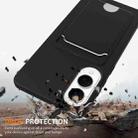 For Samsung Galaxy S25 Edge 5G Integrated Card Bag Solid Color Liquid Silicone Phone Case with Lanyard(Black) - 2