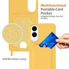 For Samsung Galaxy S25 Edge 5G Integrated Card Bag Solid Color Liquid Silicone Phone Case with Lanyard(Yellow) - 3