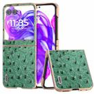 For Motorola Razr 50 ABEEL Electroplating Frame Genuine Leather Ostrich Texture Phone Case(Green) - 1