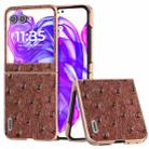 For Motorola Razr 50 ABEEL Electroplating Frame Genuine Leather Ostrich Texture Phone Case(Coffee) - 1