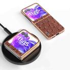 For Motorola Razr 50 ABEEL Electroplating Frame Genuine Leather Ostrich Texture Phone Case(Coffee) - 2