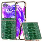 For Motorola Razr 50 ABEEL Electroplating Frame Genuine Leather Weilai Series Phone Case(Green) - 1