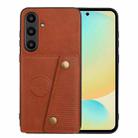 For Samsung Galaxy S24 FE 5G Double Buckle Card Slots Magnetic Phone Case(Brown) - 1