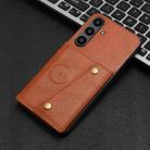 For Samsung Galaxy S24 FE 5G Double Buckle Card Slots Magnetic Phone Case(Brown) - 2