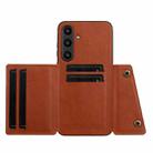 For Samsung Galaxy S24 FE 5G Double Buckle Card Slots Magnetic Phone Case(Brown) - 3