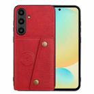 For Samsung Galaxy S24 FE 5G Double Buckle Card Slots Magnetic Phone Case(Red) - 1