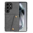 For Samsung Galaxy S25 Ultra 5G Double Buckle Card Slots Magnetic Phone Case(Grey) - 1