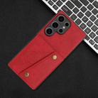 For Samsung Galaxy S25 Ultra 5G Double Buckle Card Slots Magnetic Phone Case(Red) - 2