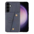 For Samsung Galaxy S25+ 5G Double Buckle Card Slots Magnetic Phone Case(Blue) - 1