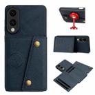 For Samsung Galaxy S25 Edge 5G Double Buckle Card Slots Magnetic Phone Case(Blue) - 1