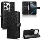 For iPhone 16 Pro Max Honeycomb Dot Texture Leather Phone Case(Black) - 1