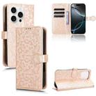 For iPhone 16 Pro Max Honeycomb Dot Texture Leather Phone Case(Gold) - 1