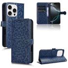 For iPhone 16 Pro Max Honeycomb Dot Texture Leather Phone Case(Blue) - 1