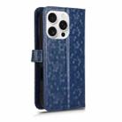 For iPhone 16 Pro Max Honeycomb Dot Texture Leather Phone Case(Blue) - 3