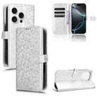 For iPhone 16 Pro Max Honeycomb Dot Texture Leather Phone Case(Silver) - 1