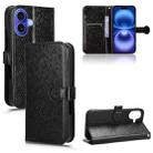 For iPhone 16 Honeycomb Dot Texture Leather Phone Case(Black) - 1