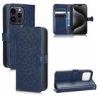 For iPhone 15 Pro Max Honeycomb Dot Texture Leather Phone Case(Blue) - 1