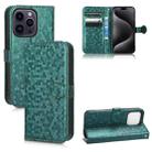 For iPhone 15 Pro Max Honeycomb Dot Texture Leather Phone Case(Green) - 1