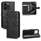 For iPhone 15 Pro Honeycomb Dot Texture Leather Phone Case(Black) - 1