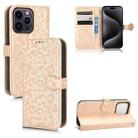 For iPhone 15 Pro Honeycomb Dot Texture Leather Phone Case(Gold) - 1