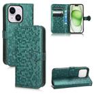 For iPhone 15 Plus Honeycomb Dot Texture Leather Phone Case(Green) - 1