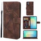 For Samsung Galaxy A06 4G Skin Feel Geometric Lines Leather Phone Case(Brown) - 1