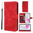 For Samsung Galaxy A36 / A56 5G Skin Feel Geometric Lines Leather Phone Case(Red) - 1
