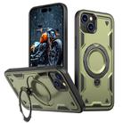 For iPhone 15 PC Hybrid TPU Armor MagSafe Holder Phone Case(Olive Green) - 1