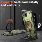 For iPhone 15 PC Hybrid TPU Armor MagSafe Holder Phone Case(Olive Green) - 2