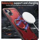 For iPhone 15 PC Hybrid TPU Armor MagSafe Holder Phone Case(Red) - 3