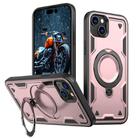 For iPhone 15 PC Hybrid TPU Armor MagSafe Holder Phone Case(Rose Gold) - 1