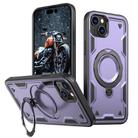 For iPhone 15 PC Hybrid TPU Armor MagSafe Holder Phone Case(Purple) - 1