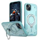 For iPhone 14 Plus PC Hybrid TPU Armor MagSafe Holder Phone Case(Light Blue) - 1