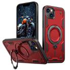 For iPhone 14 PC Hybrid TPU Armor MagSafe Ring Holder Phone Case(Red) - 1