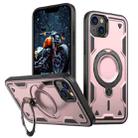 For iPhone 14 PC Hybrid TPU Armor MagSafe Holder Phone Case(Rose Gold) - 1