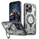 For iPhone 13 Pro Max PC Hybrid TPU Armor MagSafe Ring Holder Phone Case(Grey) - 1